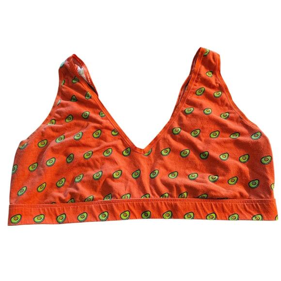 MeUndies Womens Sz XL Classic Brakette Bra Orange w/ Avocado Print - Picture 1 of 4